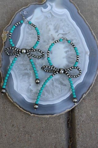 1145 S3 TURQ BOW EARRINGS