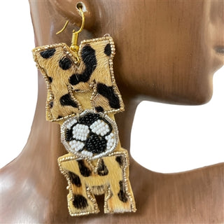 Scocer Mom Animal Print & Seed Bead Earrings