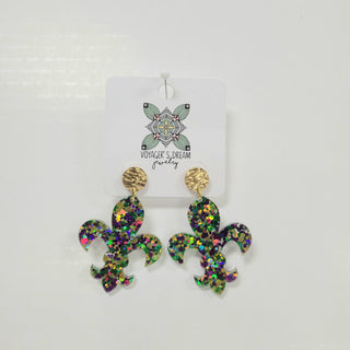 Mardi Gras Acrylic Earrings