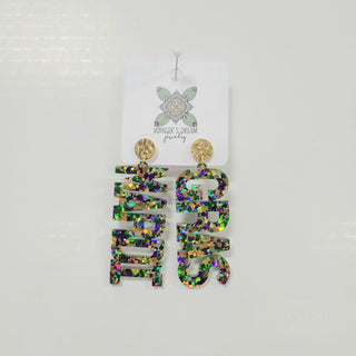 Mardi Gras Acrylic Earrings