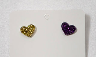 Purple & Gold Heart Studs