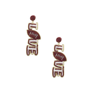 Love Football Seed Bead Earrings