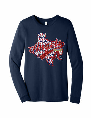 Angels with Glitter on Navy Bella+Canvas - San Antonio Baseball
