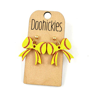 Softball Bow Dangle Earrings