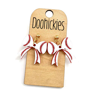 Baseball Bow Dangle Earrings