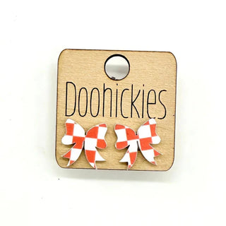 Checkered Bow Acrylic Studs