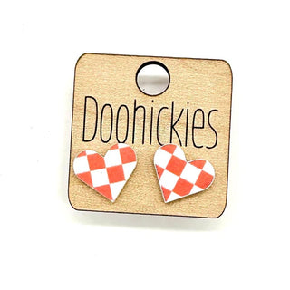 Checkered Heart Studs