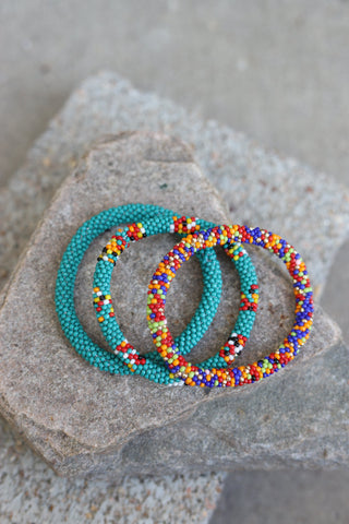 1010 TURQ STRETCH SEEDBEAD BRACELETS (SET OF 3)