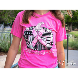 In October We Wear Patchwork Pumpkin - Cancer Tee