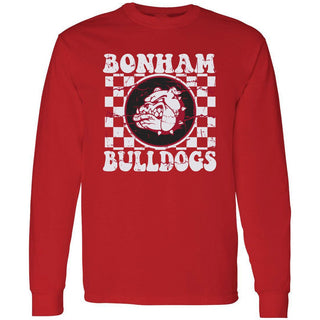Bonham Bulldogs - Checkered Long Sleeve T-Shirt