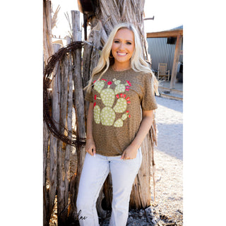 Cactus Puff Spikes on Animal Print Tee