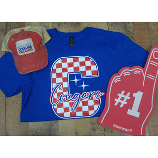 Cooper Cougars - Checkered Letter T-Shirt