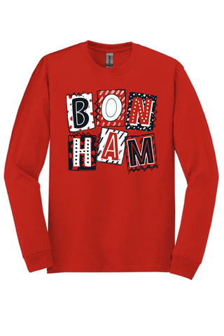 Bonham Bulldogs - Scrapbook Box Long Sleeve T-Shirt