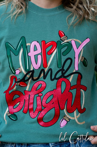 Merry & Bright - Comfort Colors Christmas Tee