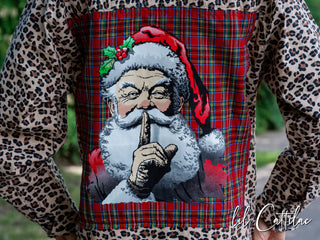 Believe Santa Patch on an Animal Print Flannel