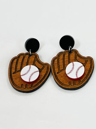Baseball Glove Dangle Earrings
