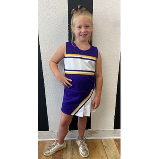 Purple, Gold & White Metallic Cheerleader Outfit