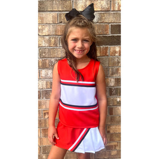 Orange, Black & White Metallic Cheerleading Outfit