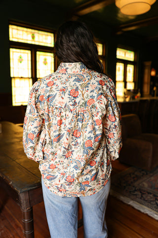 Jenna Red/Blue Floral Long-Sleeve Top