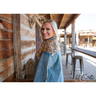 Rusti Sequin Accent Denim Jacket