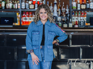 Denim Blue Reversible Embroidered Jacket