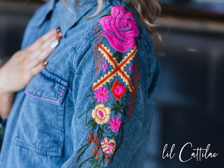 Denim Blue Reversible Embroidered Jacket