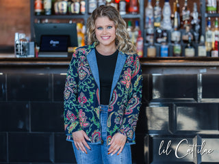 Denim Blue Reversible Embroidered Jacket