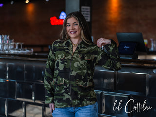 Reversible Embroidered Camo Print Utility Jacket