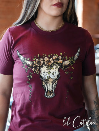 Skull with Greenery - Western Tee