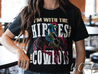 I'm With the Hippies Neon Bronc - Western Tee