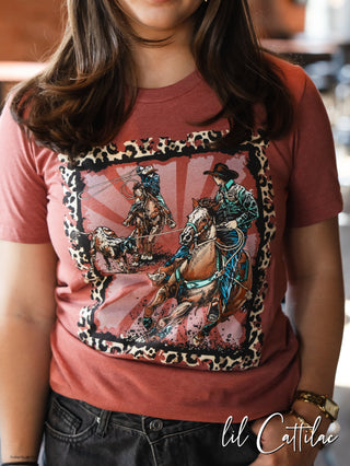 Team Roper Leopard Border - Western Tee