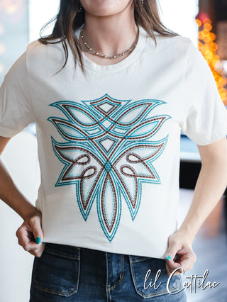 Boot Stitch on Vintage White - Western Tee