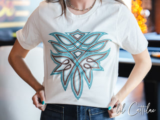 Boot Stitch on Vintage White - Western Tee