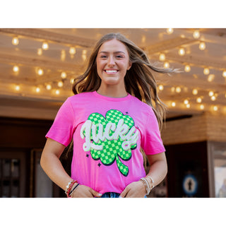 Lucky Puff Check Clover - St. Patricks Tee