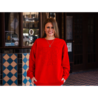 Merry Christmas Appliqued Poncho Sweatshirt - Singles