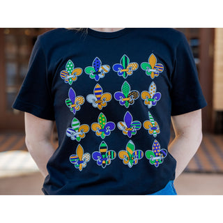 Fleur De Lis Patterned - Mardi Gras Tee - Lil Cattilac