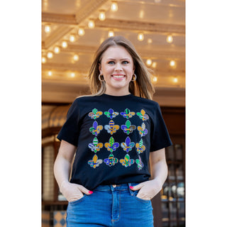 Fleur De Lis Patterned - Mardi Gras Tee - Lil Cattilac