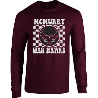McMurry University War Hawks - Checkered Long Sleeve T-Shirt