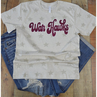 McMurry University War Hawks - Script with Stars T-Shirt