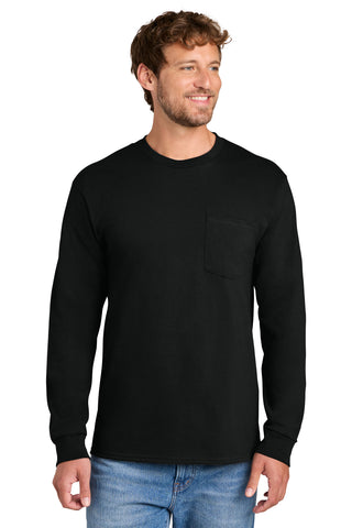 Port & Co® Long Sleeve Essential Pocket Tee.  PC61LSP