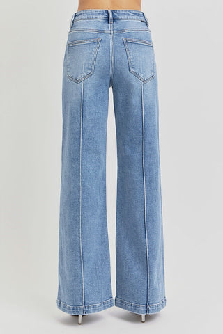 Risen High Waist Pintuck Detailed Jeans