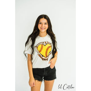 Softball Glove with Heart - Softball Tee