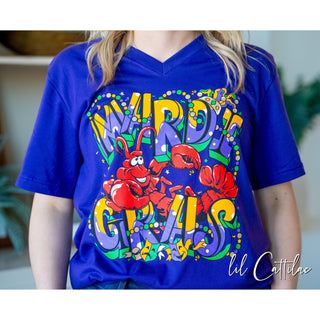 Mardi Gras Crawfish V-Neck Tee