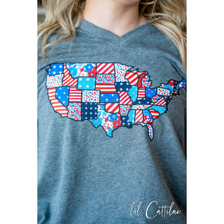 Patchwork USA - V-Neck Patriotic Tee