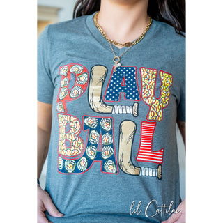 Play Ball - V-Neck Softball Tee