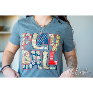 Play Ball - V-Neck Softball Tee