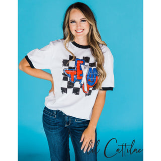 Texas Checkered Ringer Tee