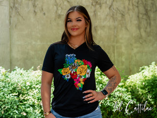 Texas Flowers V-Neck - Texas Tee