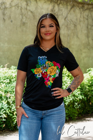 Texas Flowers V-Neck - Texas Tee