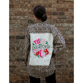 Tis the Season to be Jolly Patch on an Animal Print Flannel